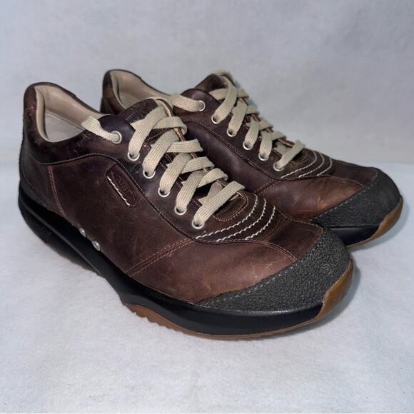 Men’s MBT Tembea Brown Leather Walking Toning Rocker Sneakers Oxfords size 8 - Picture 1 of 13